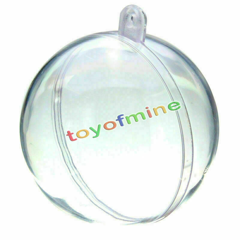 fun Plastic Round Ball Christmas Clear Bauble Ornament Gift Present Xmas Tree