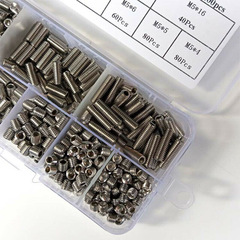 400 Pcs M5 Flat Head Stainless Steel Screw Hexagon Socket Flat Head Set Screw