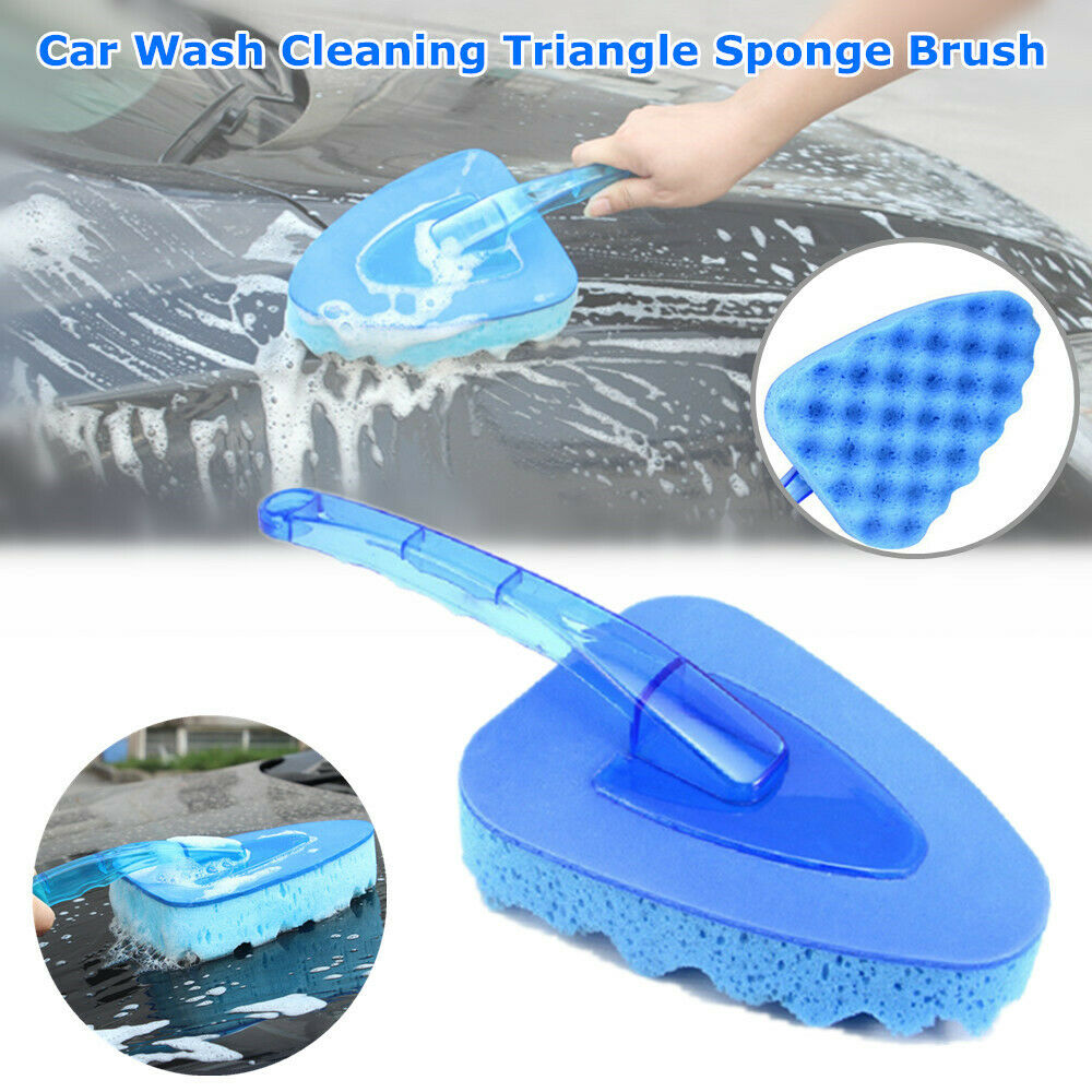 1PC Car Wash Cleaning Triangle Sponge Brush Blue Wave Hand Tool Water Absorption