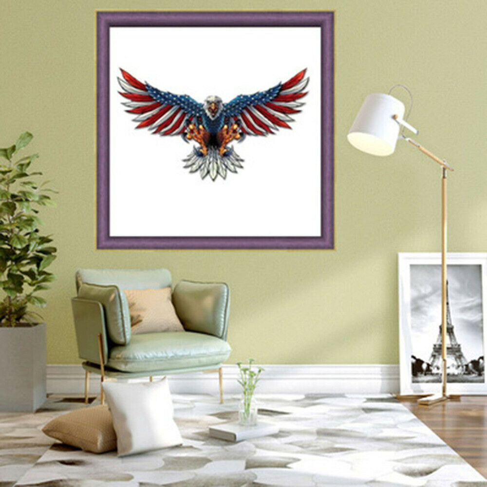 Iron Metal American Flag Bald Eagle Wall Art 40*24cm Hanging Patriotic Decor