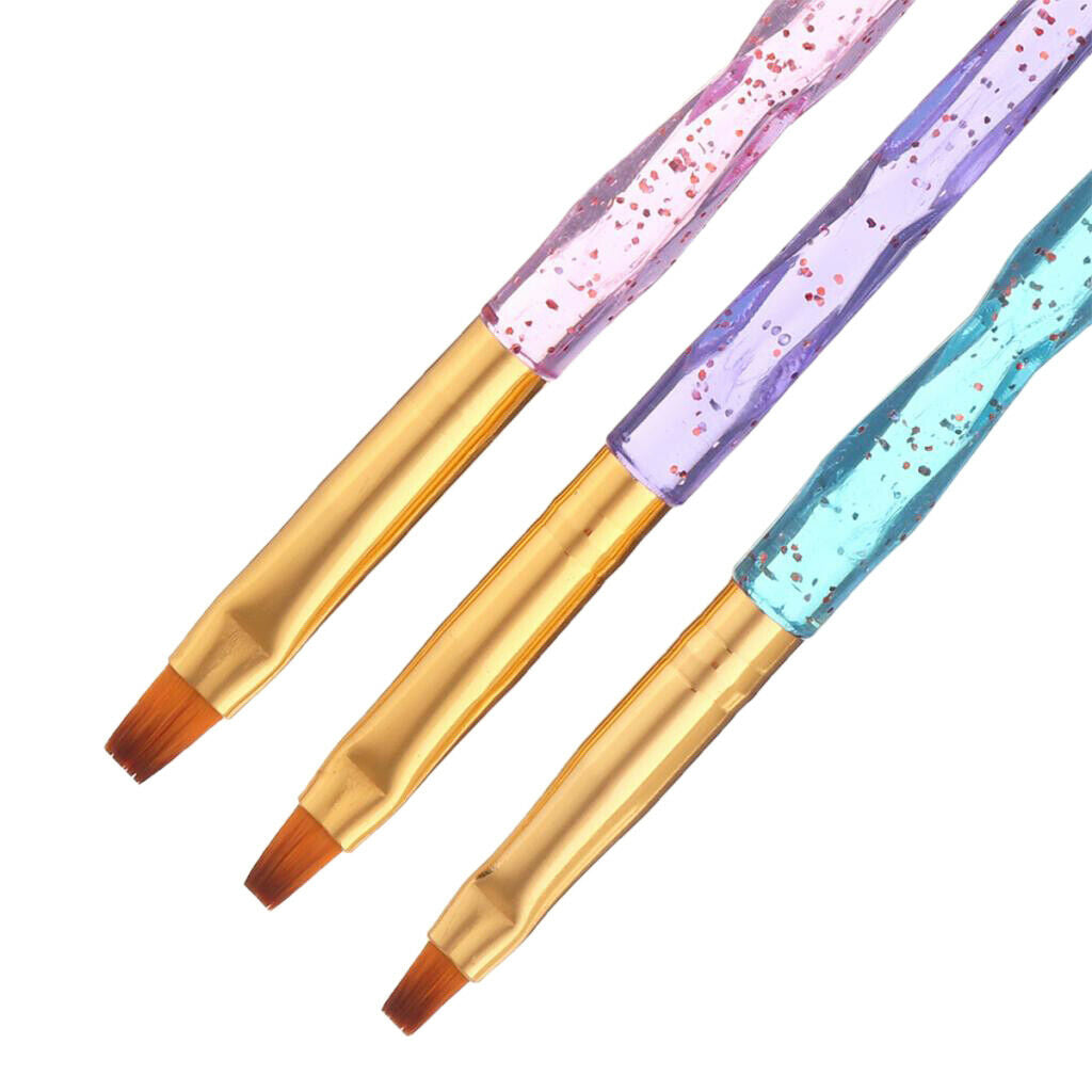 3Pcs/set UV Gel Nail Art Brushes Polish Painting Pens Kit for Salon Manicure &