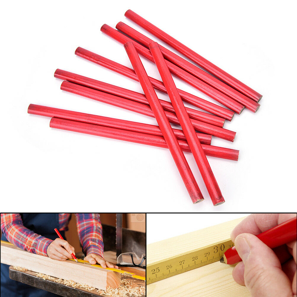 10x 175mm Carpenters Pencils Black Lead For DIY Builders Joiners Woodworking DD