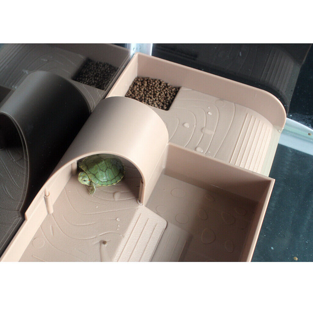 Reptile Turtle Pier Platform with Ramp Loaders Basking on Tank Terrace