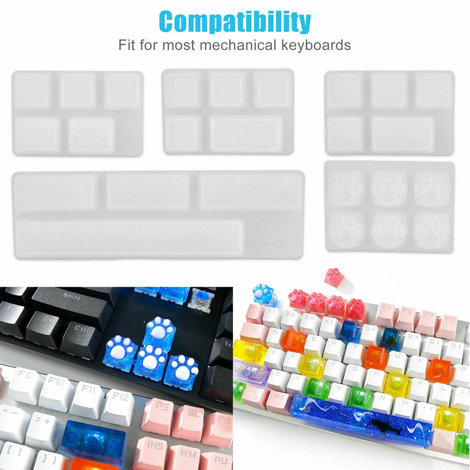 13Pcs Key Cap Silicone Molds Kit Keyboard Decor Moulds DIY Epoxy Craft Handmade