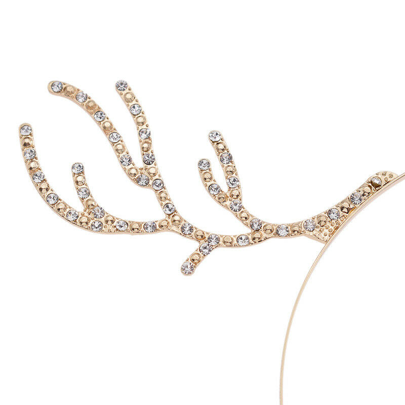 Crystal Rhinestone Antler Elk Horn Headband Hair Clasp Hoop Christmas Party Gift