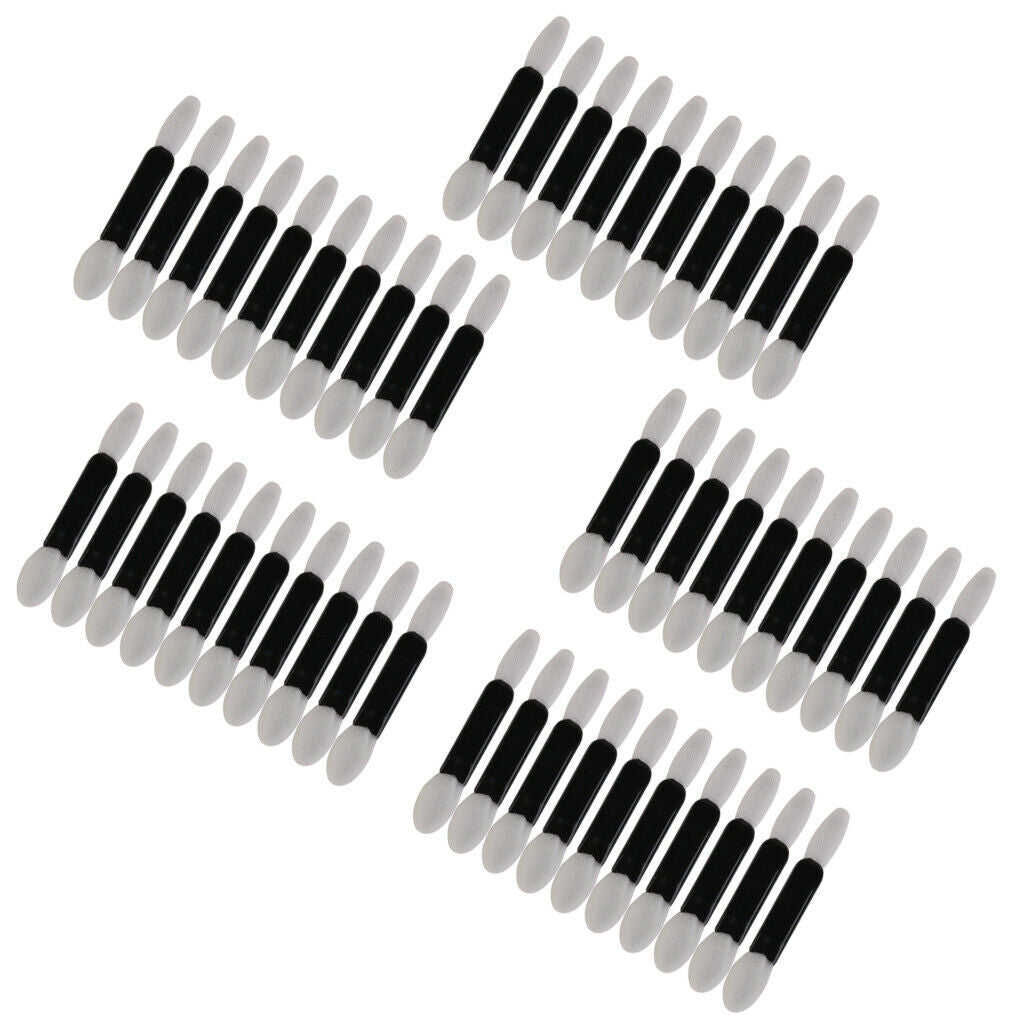 Set of 100 Double Ended Oval Eyeshadow Powder Sponge Brush Applicator 4.8cm