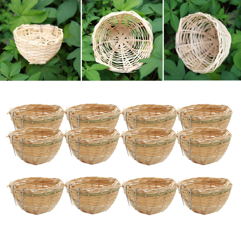 12pcs Round Bird Feeding Nest Hanging Cage for Finch Canary Breeding Behavior