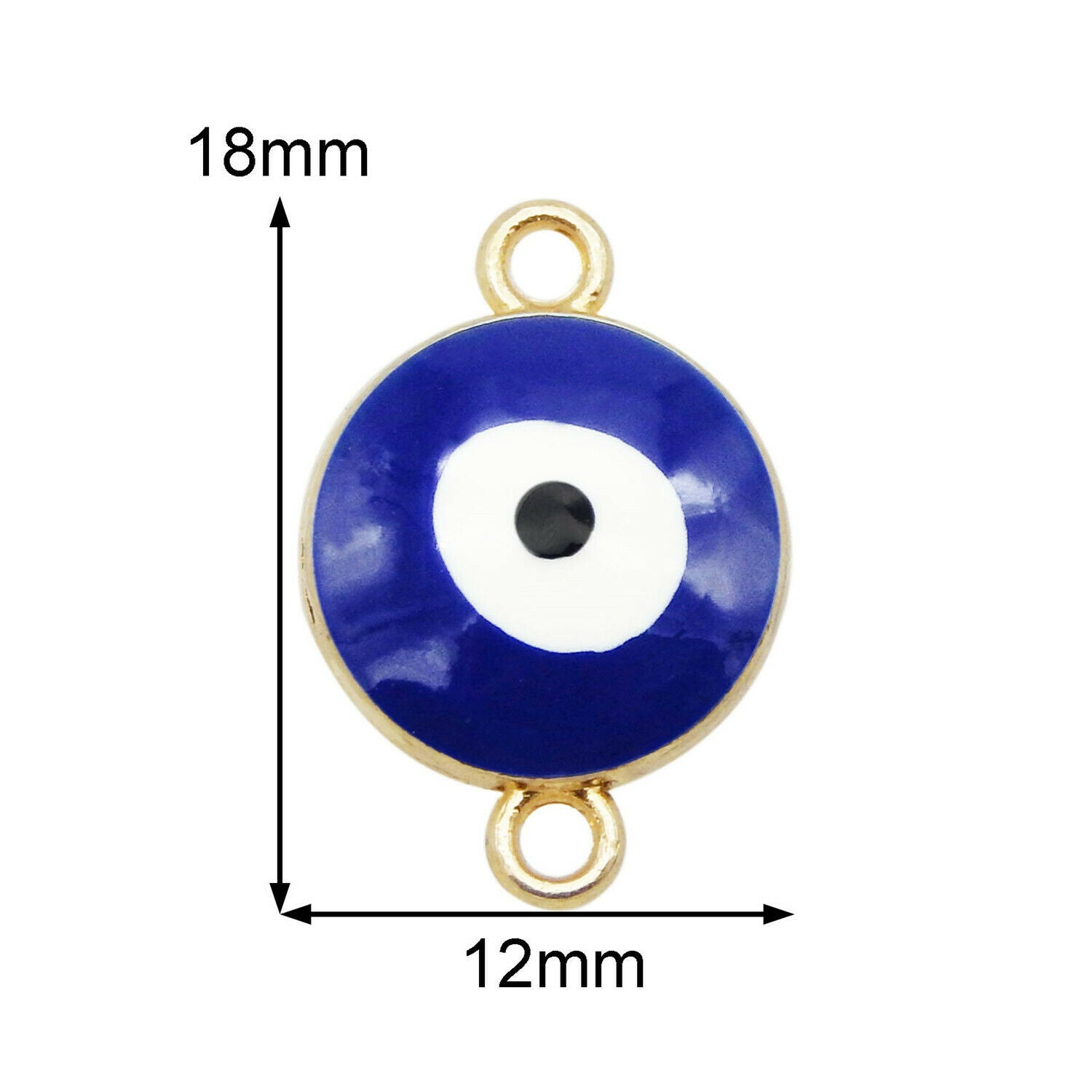 12 PCS Blue Alloy Round Turkish Evil Eye Enamel Charm Connector Pendant 18*12mm