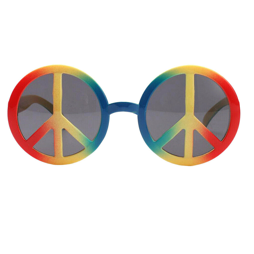 Retro Unisex Rainbow World Peace Sign Sunglasses Kids Adults Holiday Party Fancy