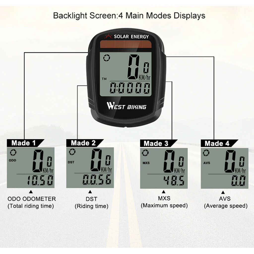 Wireless Bike Computer Odometer Auto Wake-up Multifunction Cycling Computers