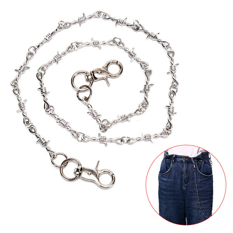 75cm Unisex Fashion Rock Punk Style Jeans Metal Pants  Hip-hop Key Chain Sil- DD