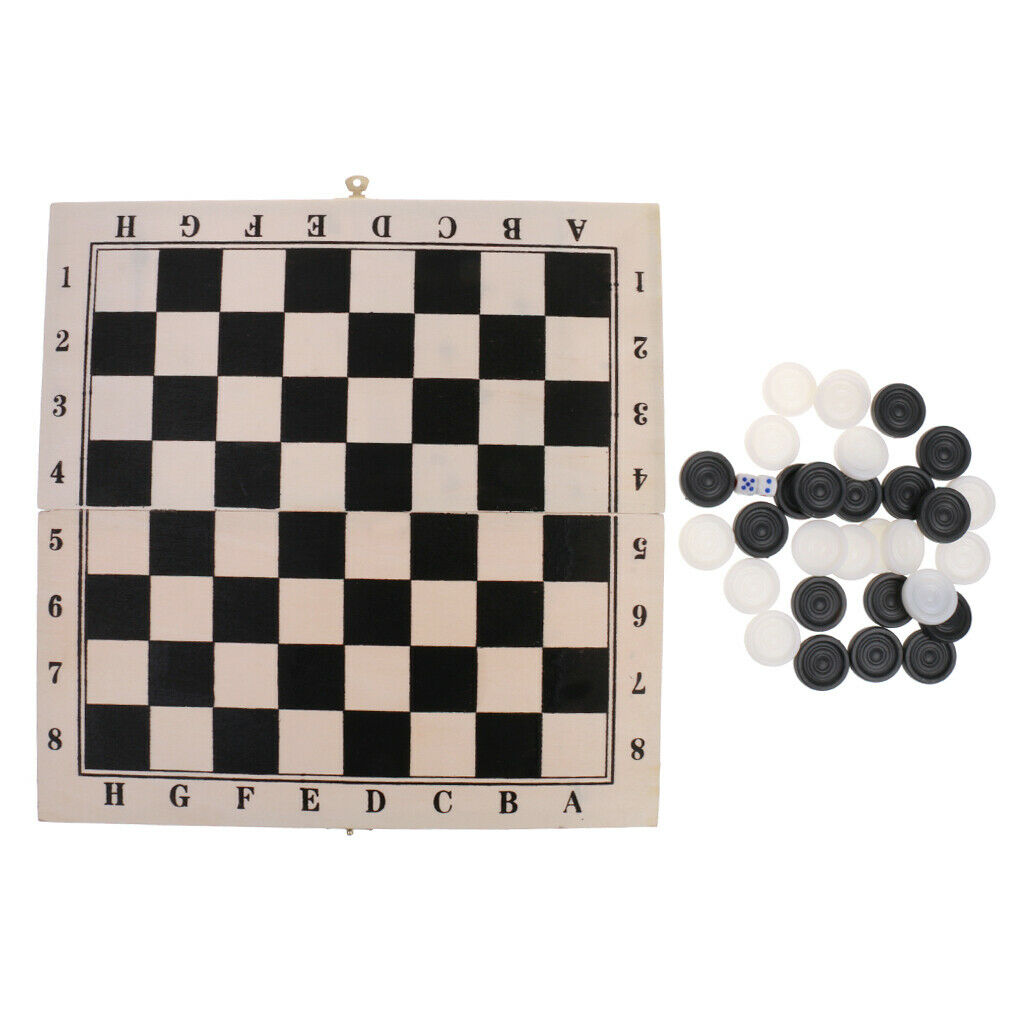 Premium Wood International Chess Checkers Set for Children Board Game 29.5cm