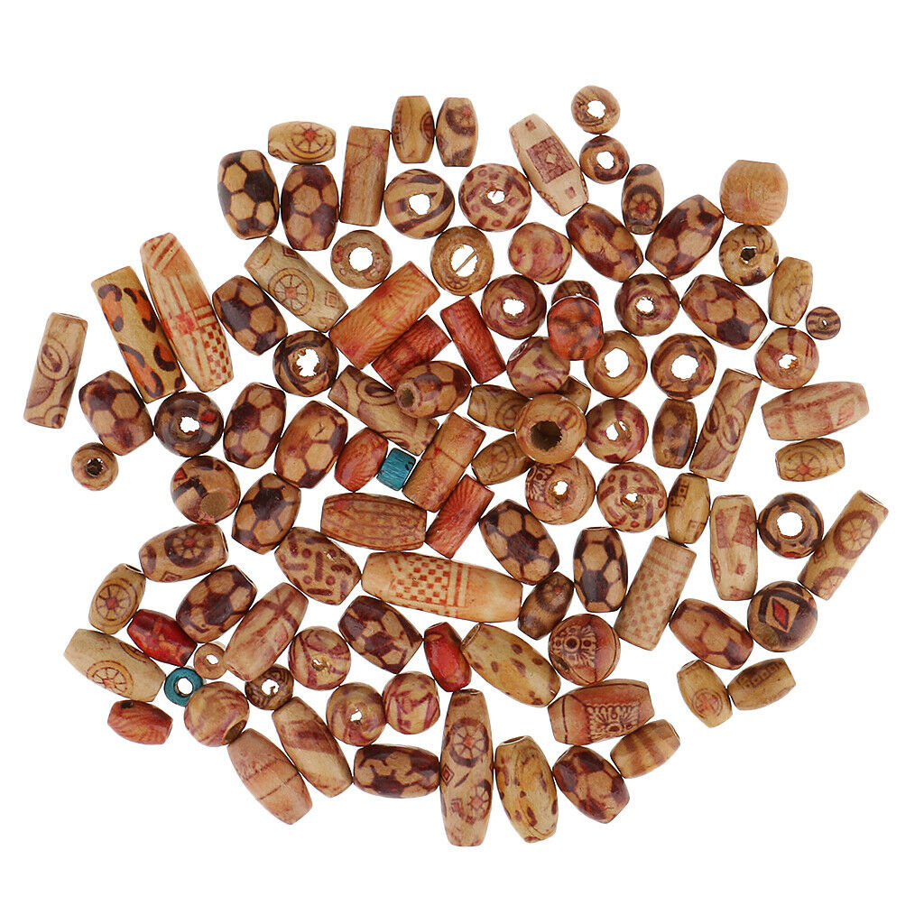 100 Packs Mixed Printed Beads Macroporous Loose Beads Jewelry Accessories