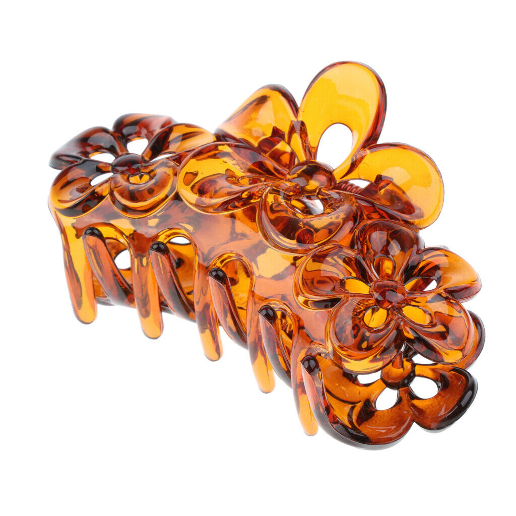 Crystal Flower Large Hair Clip Claw Clasp Hairpin Clamp for Women Girl Black
