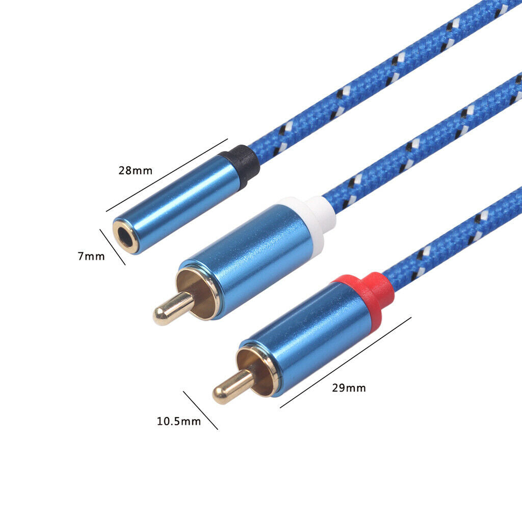 3.5mm Stereo Audio Female Connector to 2 RCA Male Connectors Blue 3610F-04