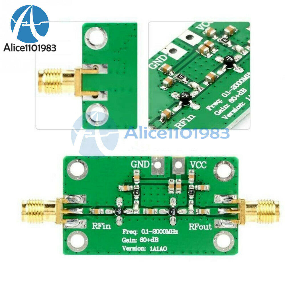 0.1-2000MHz Gain 60dB RF Broadband Amplifier Module LNA Board LNA 0.1~2GHZ