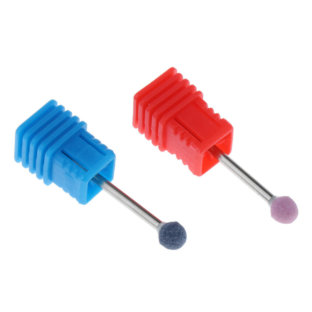 2x Nail Drill Bits Ball Head Quartz Rotary Burrs Cuticle Clean Manicure Bit