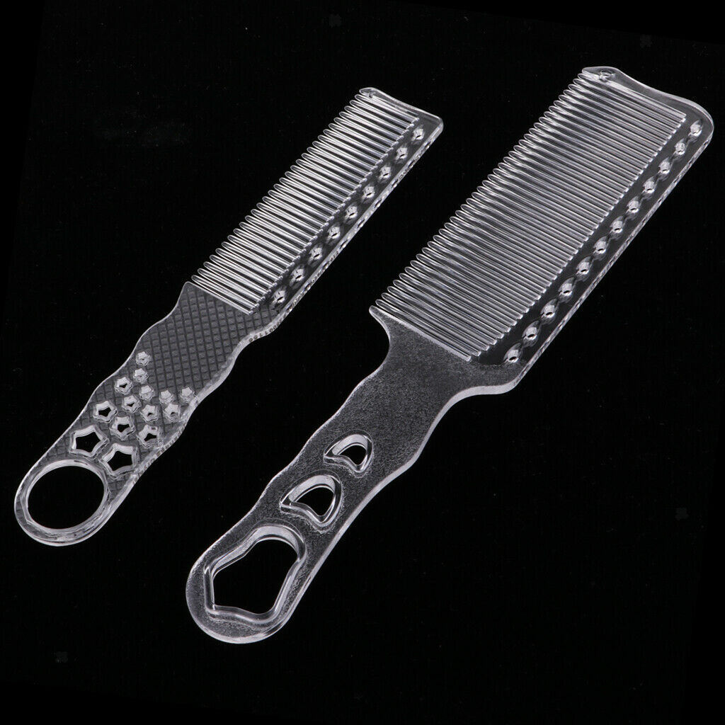 Clear Plastic Anti-static Barber Hairdressing Clipper Comb, Flat Top Fine
