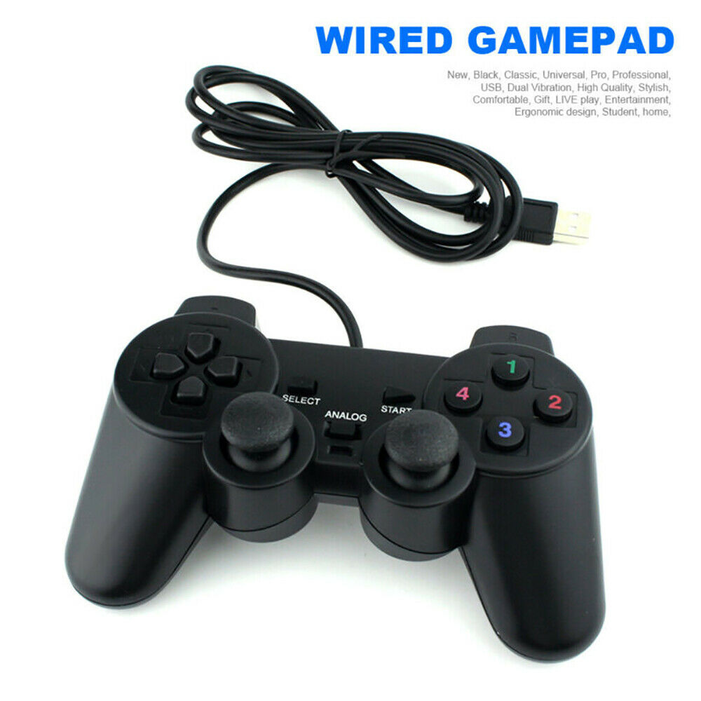 Black USB PC Computer Wired Gamepad Game Controller Joystick Rocker LR For Man!