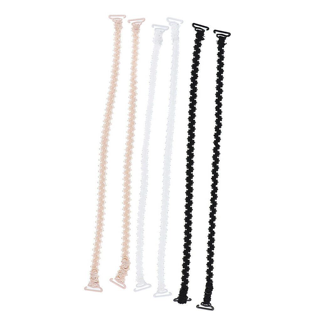 Ladies convertible lace bra straps replacement shoulder straps 3 pairs