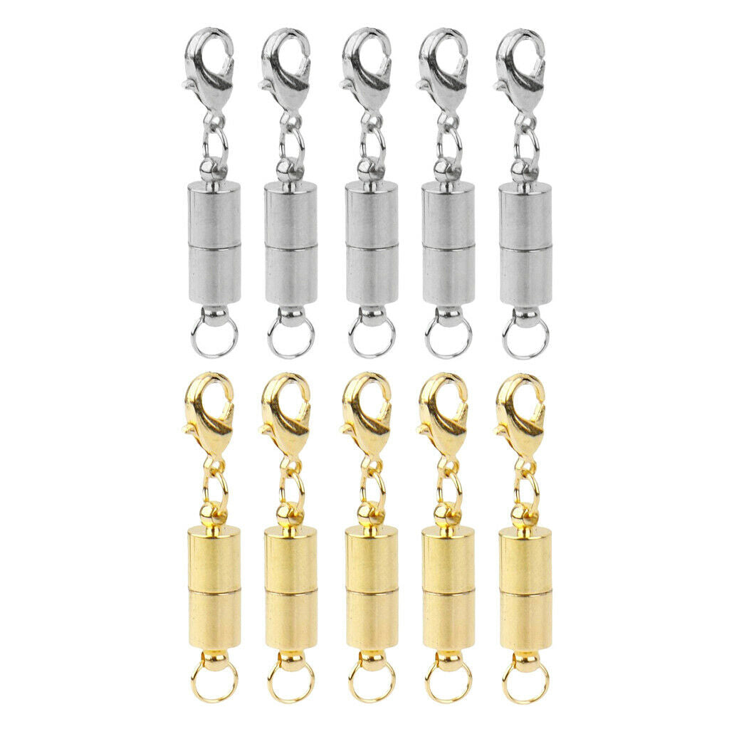 2X 10 Sets Magnetic Clasps with Two Sides Lobster Hook Converter for Bracelets