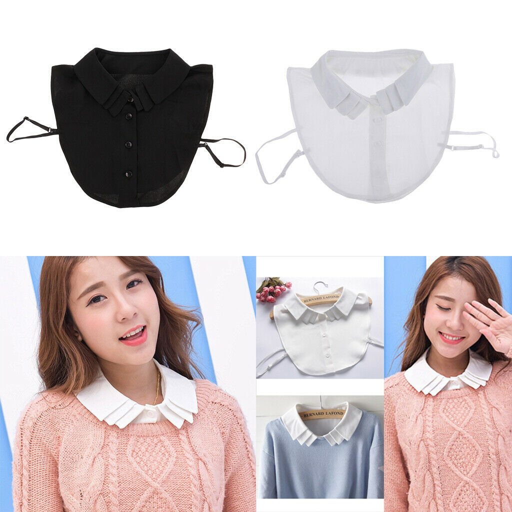 2 Pieces Collar Detachable Ladies Shirt Multilayer Lapel