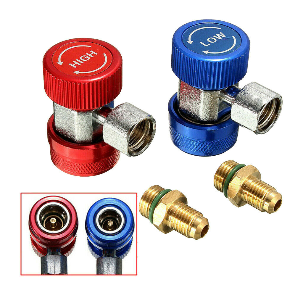 2 lot R134A Quick Coupling Adapters High and Low A/C Manifold Auto Gauge