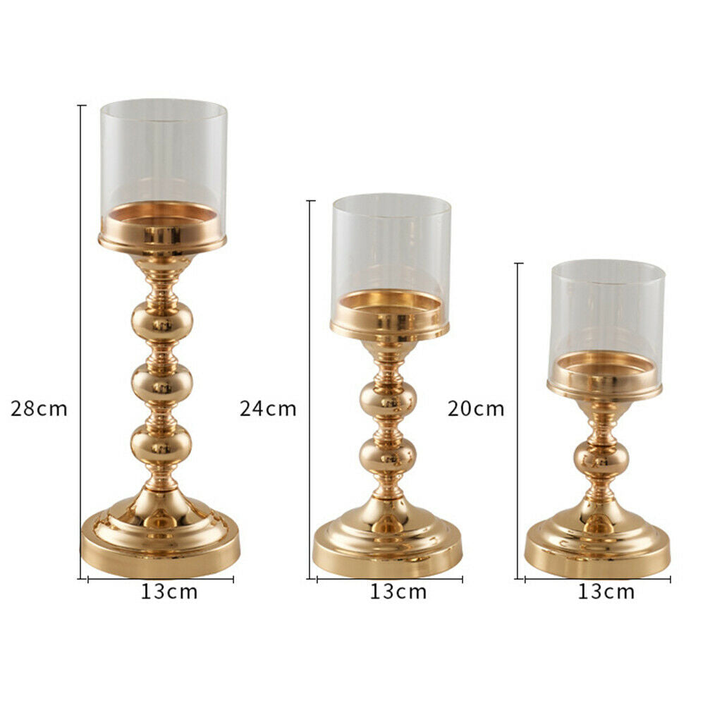 LED Light Candle Holder Table Centerpiece Crystal Candlestick Golden S