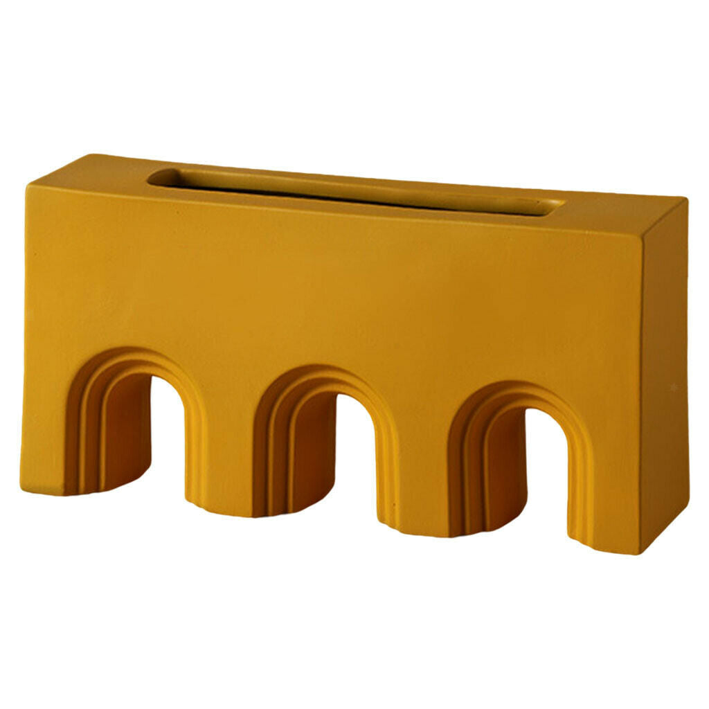 Geometry Ceramic Vase Nordic Flower Vase Pot Decors Yellow 20.5x5.5x10cm