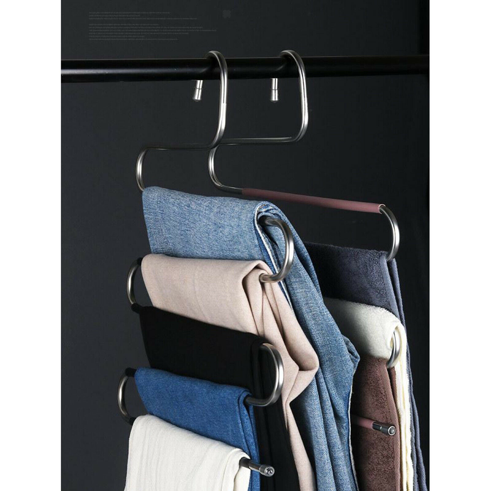Pants Clothes Storage Rack Pants Tie Storage Shelf Closet Organizer Rose Red