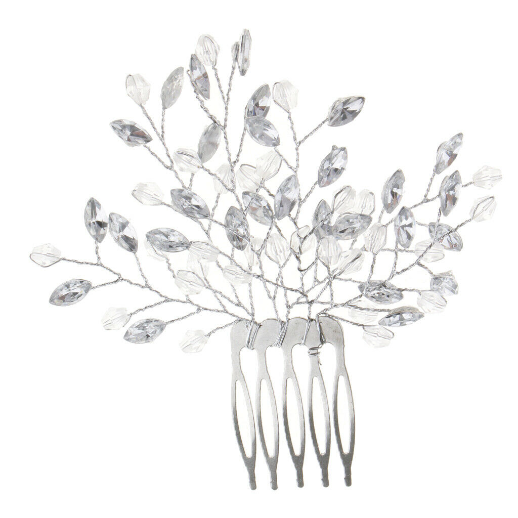 Wedding Bridal Leaf Hair Side Comb Filigree Hairpins Rhinestone Jewelry