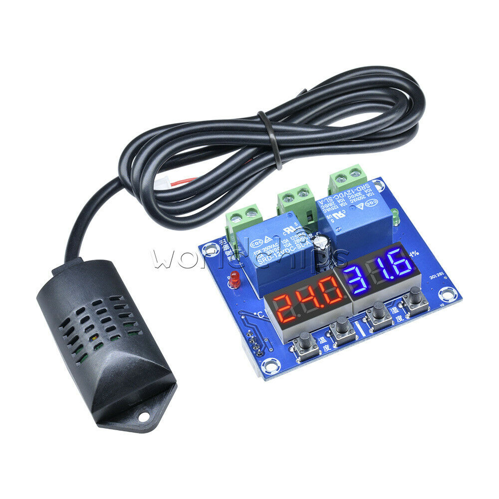 DC 12V Dual LED Temperature & Humidity Control XH-M452 Thermostat +Sensor Probe
