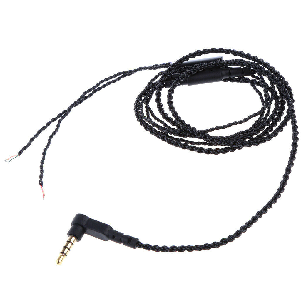 90 Degree Audio Cable 3.5mm Earphone Braided Cable Replacement With Microphone