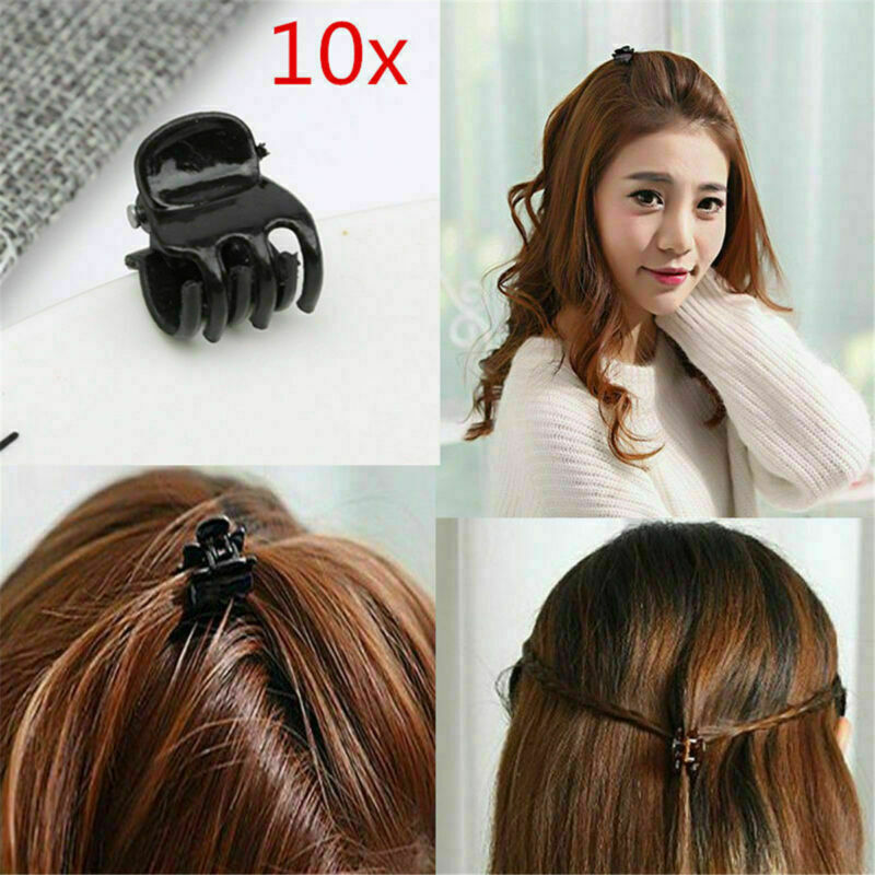 10pcs Fashion Chic Small Mini Plastic Girl Hair Clips Hairpin Claws Clamps Black