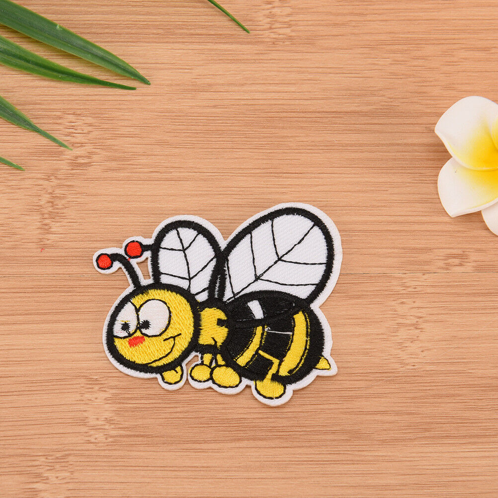 bee embroidered sew iron on patches set badge bag fabric applique craft DIY Tt