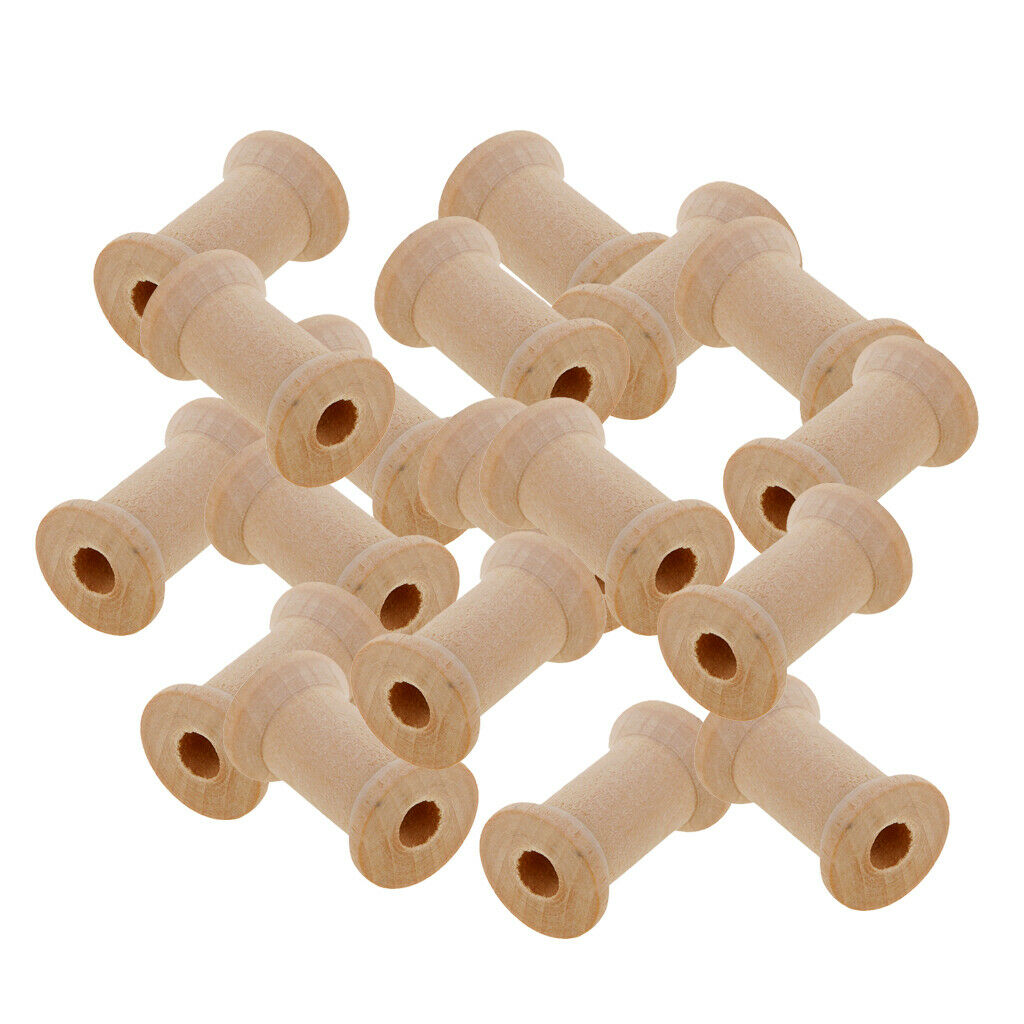 20Pcs Natural Color Wood Empty Thread Spools Wooden Sewing Spools 27X16mm
