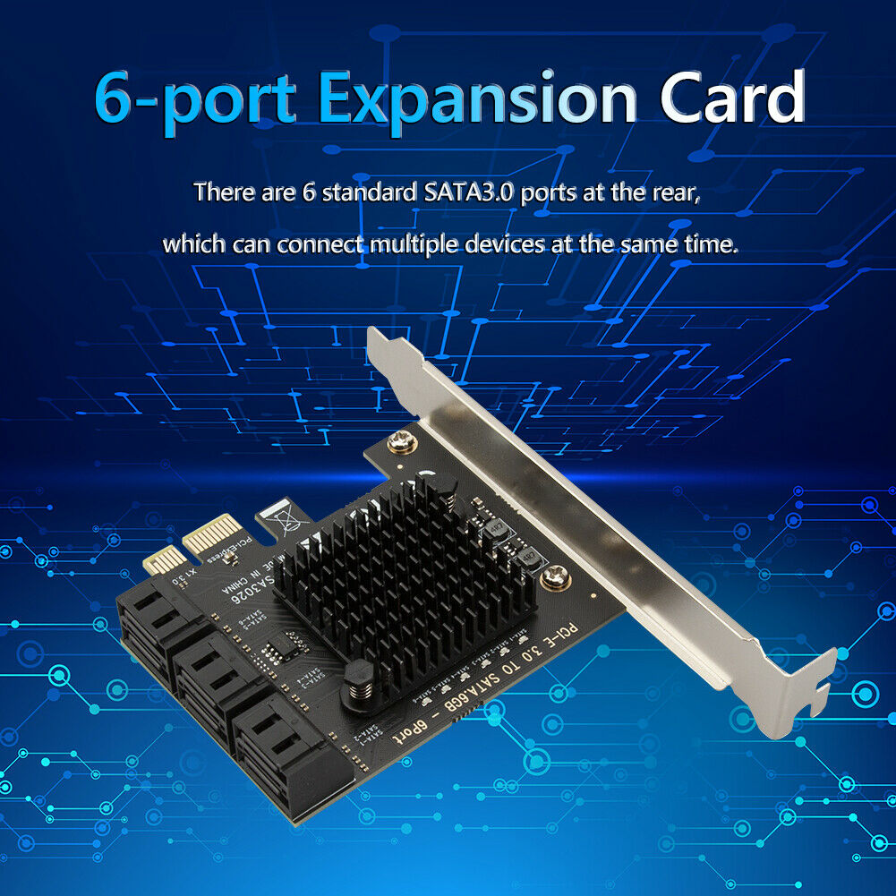 SATA PCIe Adapter 6 Ports SATA III To PCI Express 3.0 X1 Controller Card