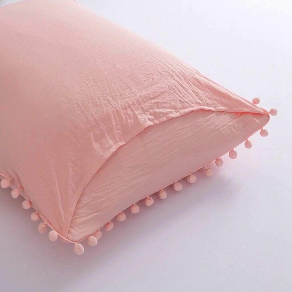2 Pcs Purely Solid Color Sofa Bed Throw Pillow Cover 51x92cm Light Pink