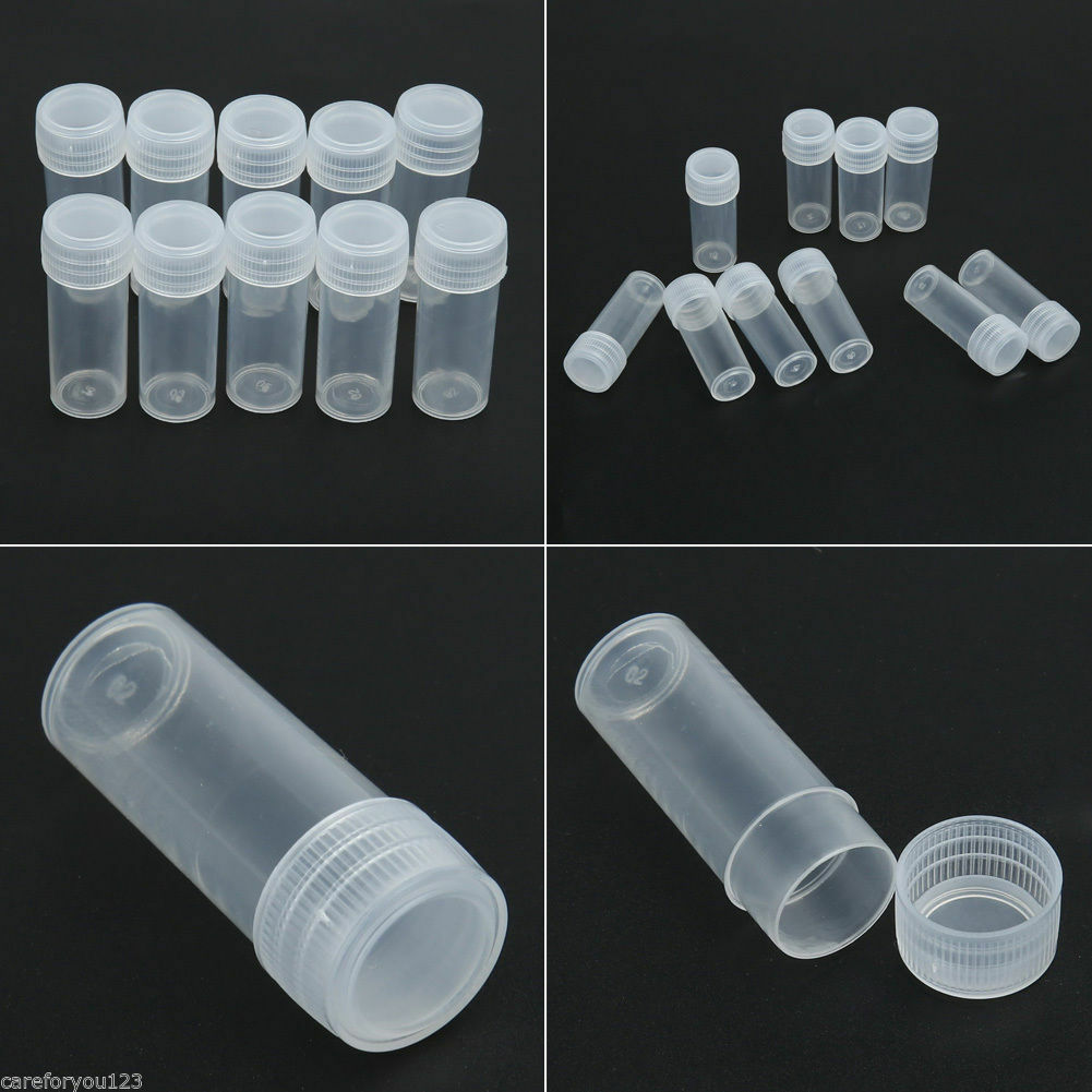 50Pcs 5g Volume Plastic Sample Bottle 5ML Small Bottle Vial Storage Container