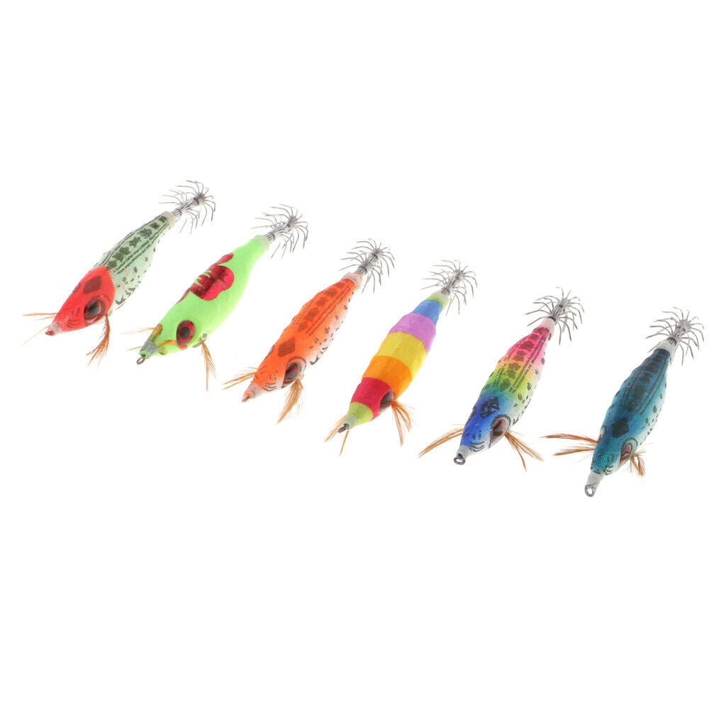 6pcs 10cm Glow in the Dark Luminous Shrimp Fishing Lure Bait Squid Jigs Hook
