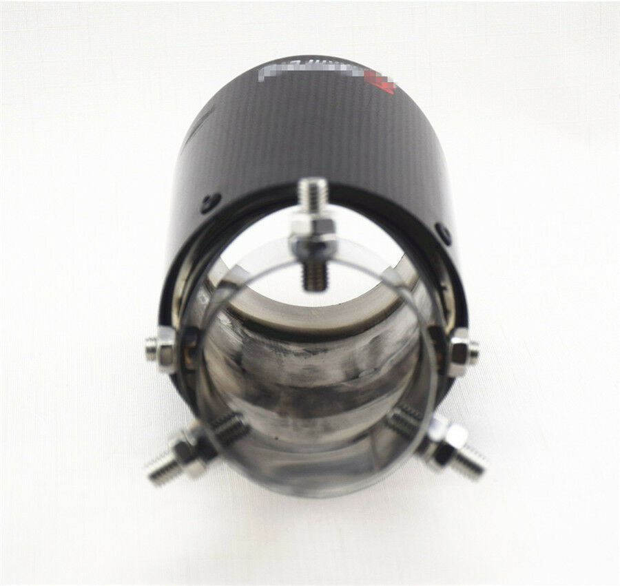 Glossy Carbon Fiber Car Modified Exhaust Pipe Tail Muffler Tip 63-89mm Universal