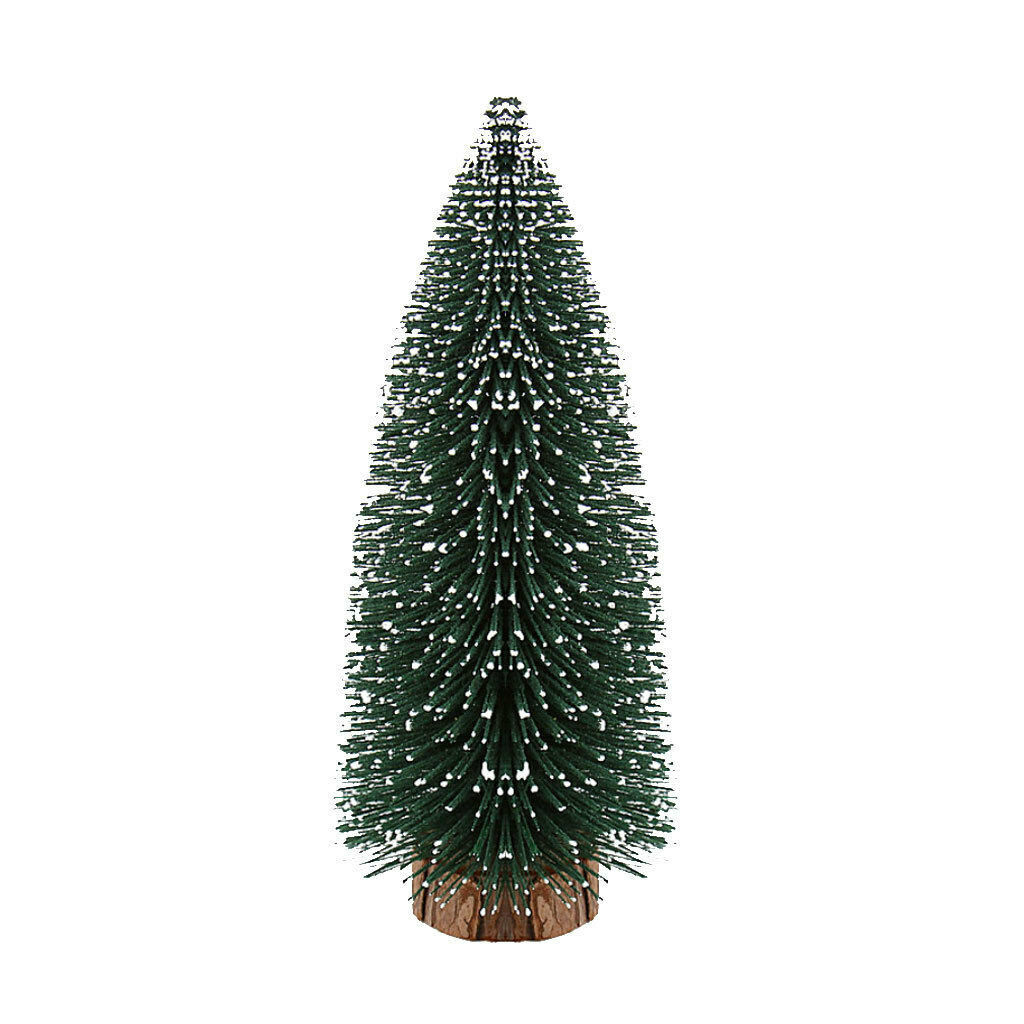 2 Pieces 20cm Trees with Wood Base Christmas Tree Set Tabletop Trees for