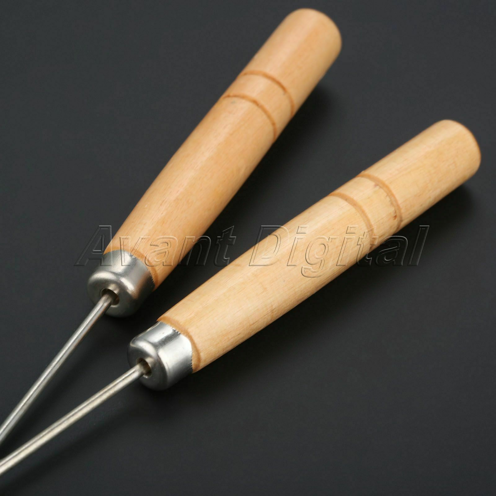 140mm Wooden Handle Sewing Awls Leather Punch Repair Stitching Clicker Tool 5Pcs