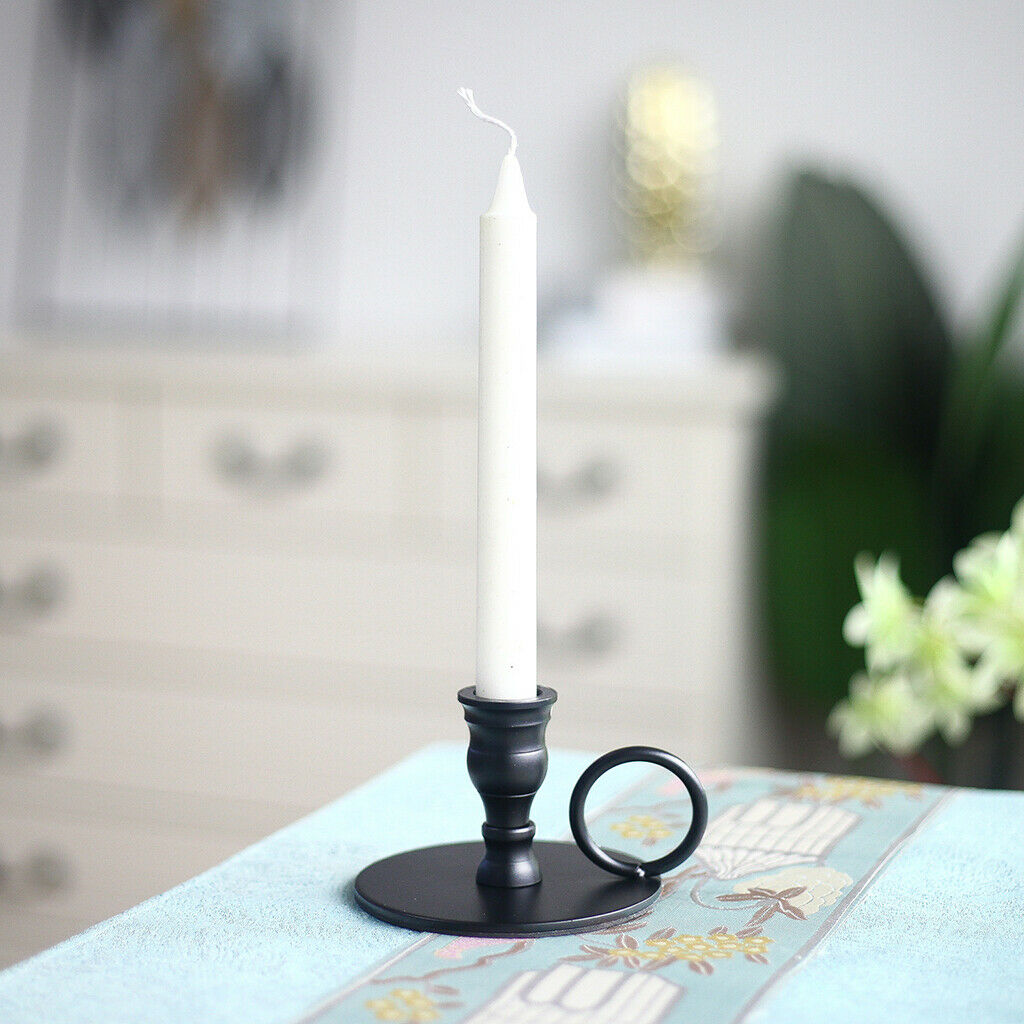Iron Taper Candle Holder Candlelight Candlestick Stand Tabletop Ornament