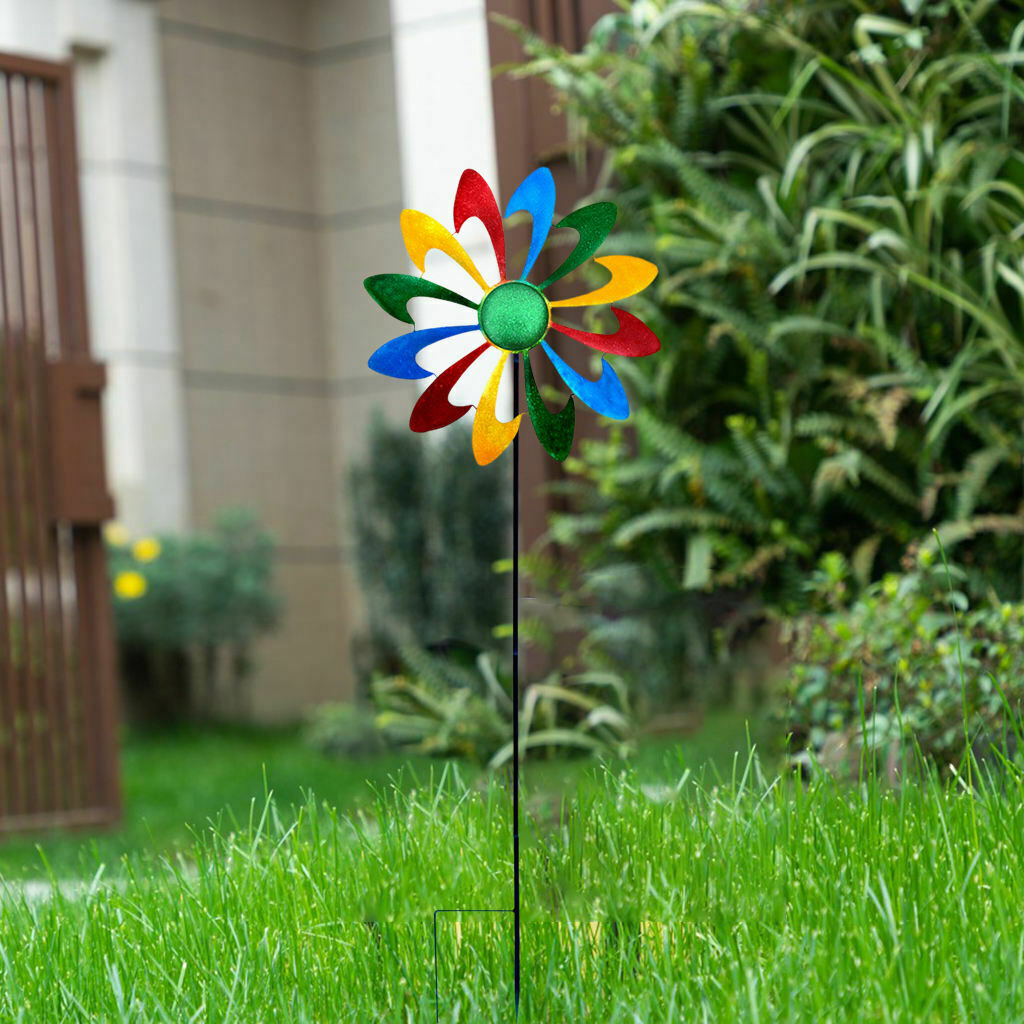 Metal Windmill Stake Spinner Outdoor Yard Art Decor for Yard Decorations Garden