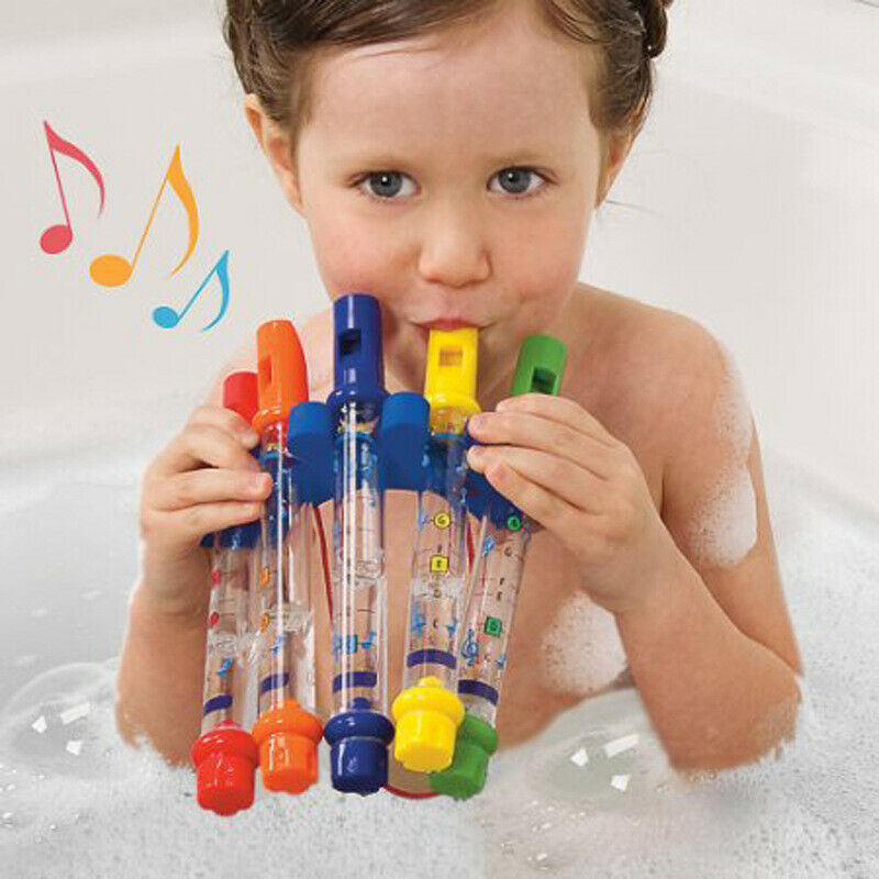 Set of 5 Water Flutes Music Song Sheets Instruments Kids Fun Children Bath  Tt