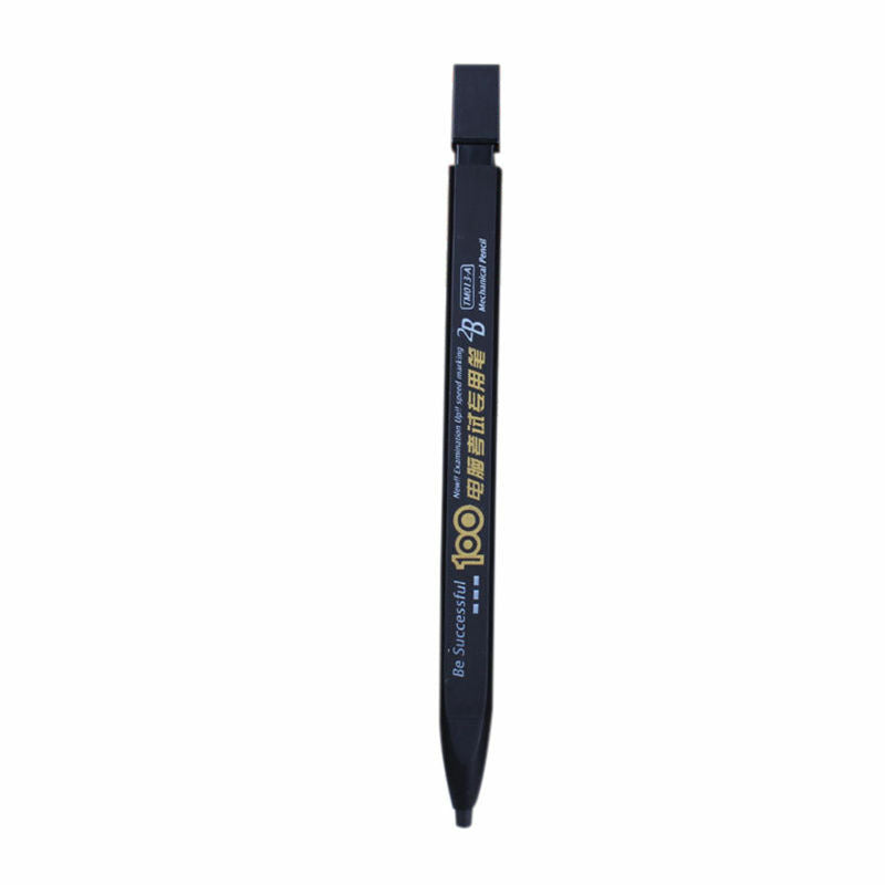 New 1PCs 2B Black Lead Holder Exam Mechanical Pencil + 6PCs Lead Refills Set