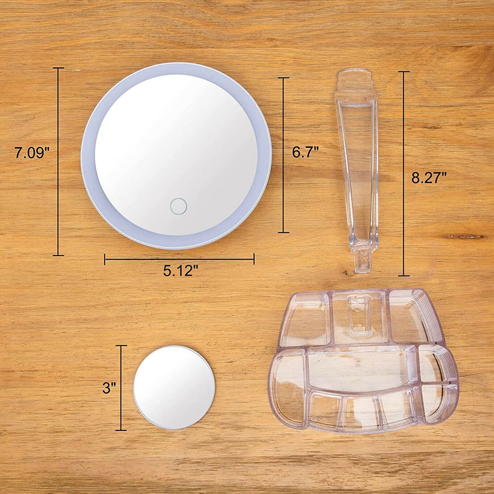 1x Makeup Mirrors Dimming Vanity Light Up Mirror Touch Screen 90° Rotation