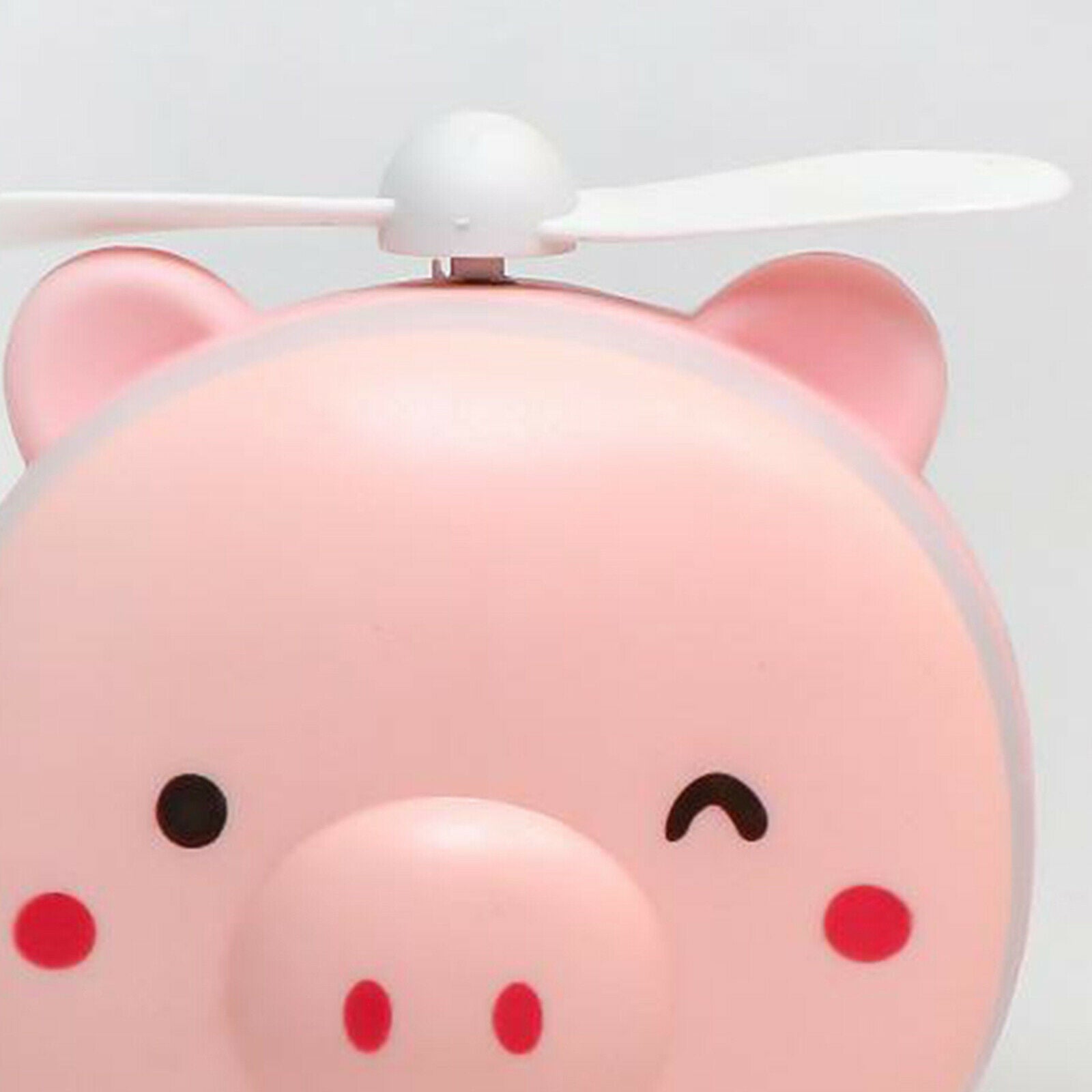 Cartoon Pig Makeup Mirror Cooling Fan LED Light USB Rechargeable Indoor