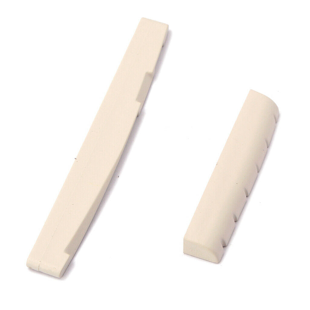 Set Nut And Saddle Bracket OS 6 Strings For Ukulele Acoustic Guitar - White
